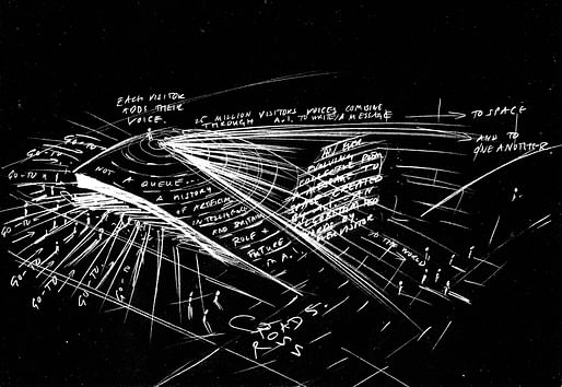 Devlin’s initial concept sketch for the UK Pavilion. Image courtesy of Studio Es Devlin.