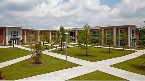 View from campus quad at Health Science Building