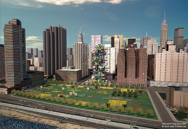 Fresh from the sky: HIVE-INN™ CITY FARM JUST LANDED IN NEW YORK. Hive-Inn™ City Farm is a modular farming structure where containers are designed and used as farming modules and acts as an ecosystem where each unit plays a role in producing food, harvesting energy and recycling waste and water.