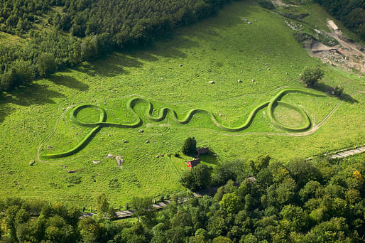 Aerial view of Eleven Minute Line in Knislinge, Sweden. Photo: Anders Norsell, courtesy Maya Lin Studio.