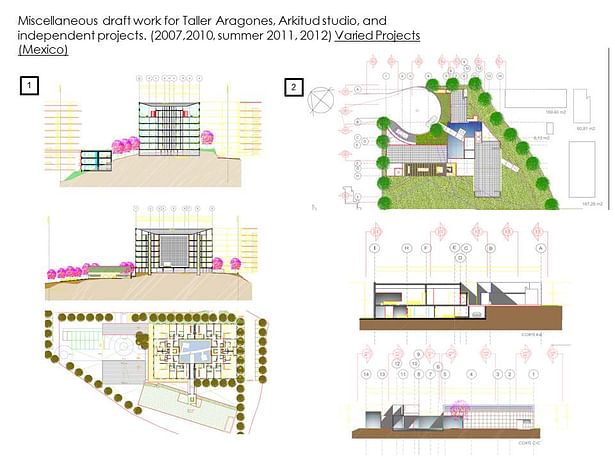 Miscellaneous draft work for: Taller Aragones/Arkitud studio and independent projects