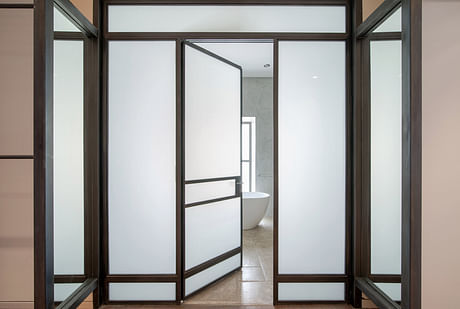 steel and glass bath entry
