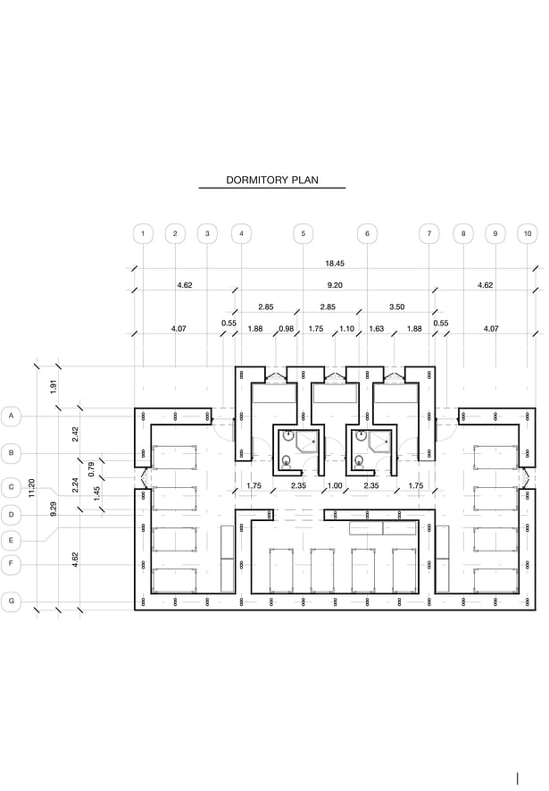 Floor Plan of one of the dormitories 