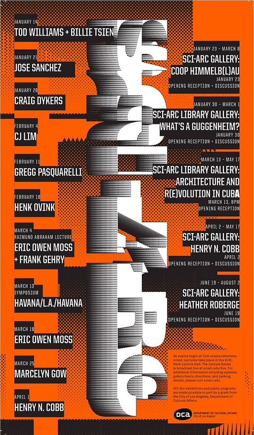 SCI-Arc Spring 2015 public lecture series. Image via SCI-Arc Facebook page.