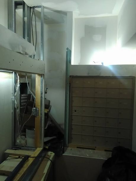 wallboard and installation of one mailbox