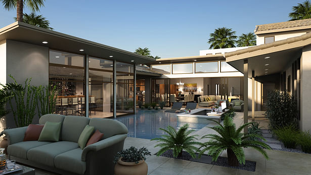 KTGY's new R&D design concept uses sliding glass doors to blur the line between indoor and outdoor living. Photo credit: KTGY Group, Inc.