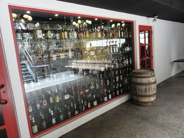 Window wall displaying the variety of bourbon