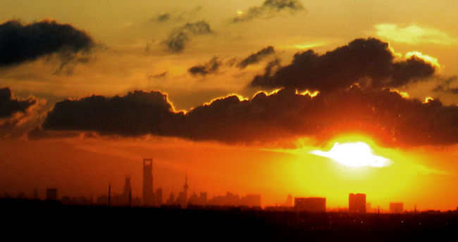 Shanghai on the horizon from airport via amlocke