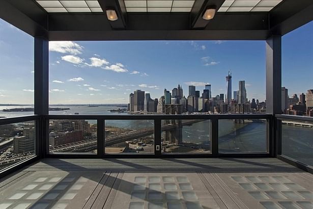 The Clock Tower - view of Lower Manhattan and the Brooklyn Bridge from the terrace