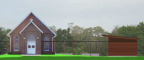 After this 19thC chapel was moved a few miles to its site in 2006, preparation of docs was put on hold in 2009, the renovation/addition project is now out for bid!