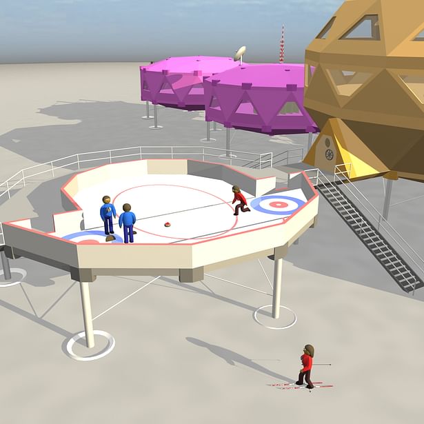 The station's ice rink is available to station residents and hotel guests. The Intrepid Penguin Lodge does its best to maintain the ice rink so that ice skaters and curlers can enjoy it. And of course, all equipment is provided by the station.