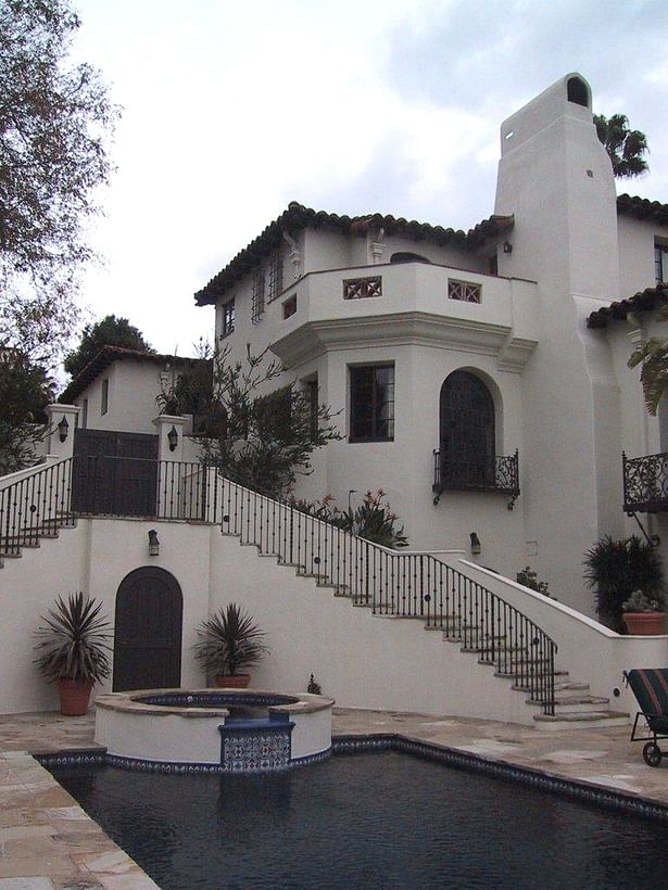 Poolside with new stairway entry