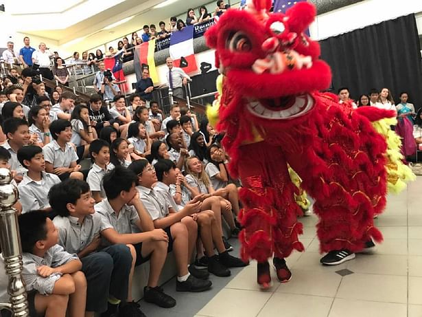 Students performed lion dance to celebrate