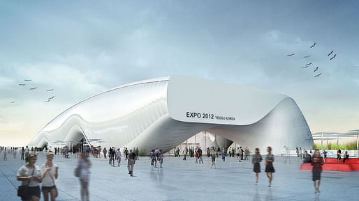 Rendering of “One Ocean“, Thematic Pavilion EXPO 2012 in Yeosu, South Korea (Image: soma)