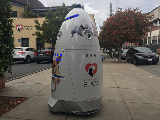 The San Francisco animal advocacy group SPCA was ordered by the city to keep their security robot off the public sidewalk around its Mission campus. Image: Knightscope.