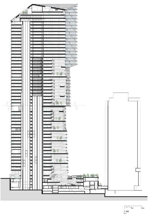 Longitudinal section, image courtesy of 3XN Architects