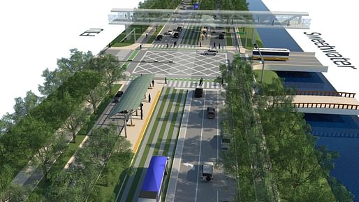 A rendering of Sweetwater, Florida's Eighth Street, reimagined as a tree-lined boulevard. Image: Dover, Kohl & Partners.