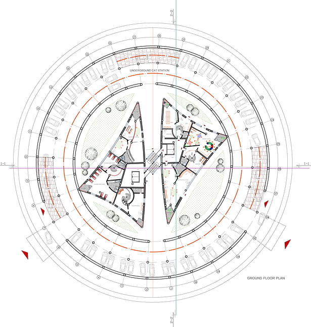 Plan of the ground floor and parking