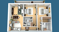 UAE based Perspective Visualization of 2 bed Apartment