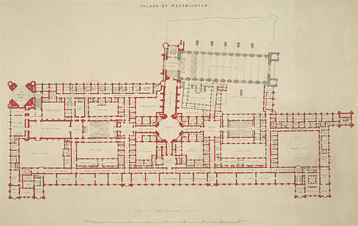 Palace of Westminster plans; Image via wikicommons