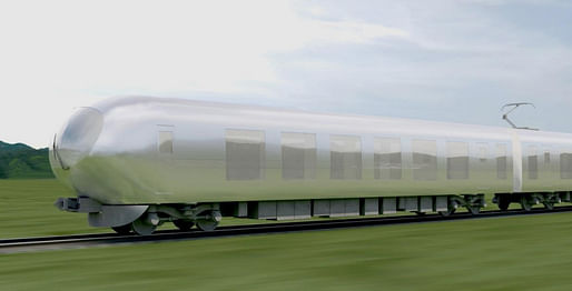 Initial rendering of Kazuyo Sejima's proposal for the Seibu Group's new bullet train. Image via Spoon & Tamago.