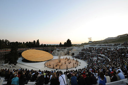 Scenography at the ancient Greek Theatre in Syracuse, Sicily by OMA (Photo: Alberto Moncada)