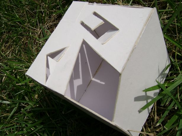 The inside of the poet’s cube. The unique shapes cut into the ceiling gave pockets of spaces where there was light and darkness, which depended on the poet’s attitude he wanted to take in his poetry at the time. The light and shadows produced were always changing, which could inspire.