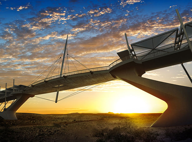 The 'floating mast' bridge.