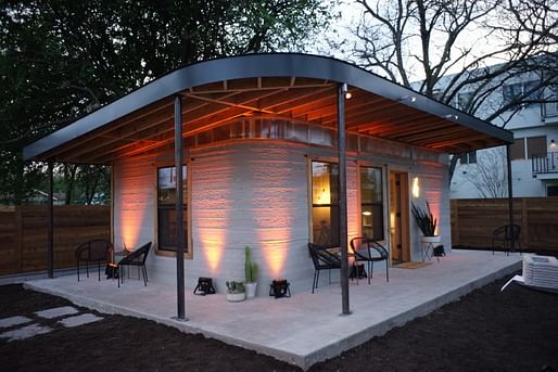 3D-printed house by ICON in collaboration with New Story, located in Austin, TX. Image: ICON.