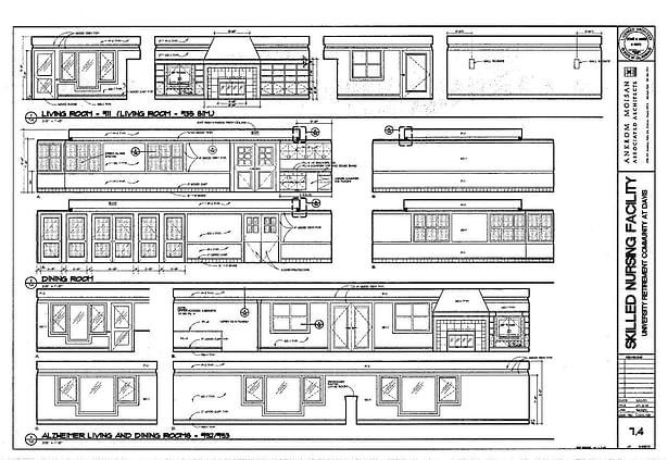 Interior Elevations- Living, Dining, & Alzheimer's Living and Dining.