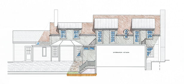Rear Elevation Design Drawing; CAD drafted with Hand Rendering
