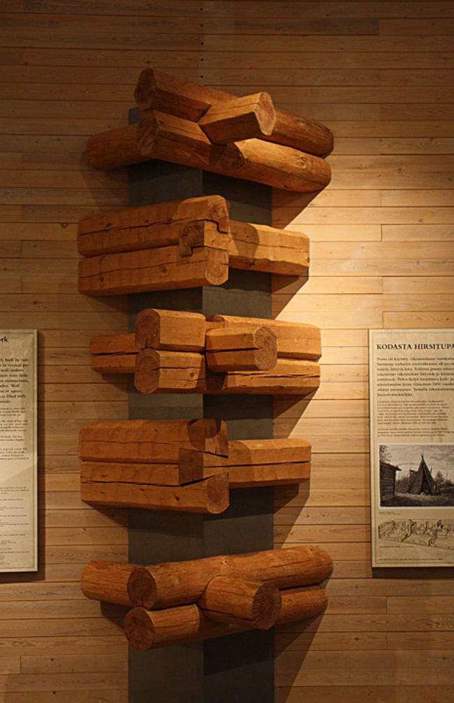 Corner details at the Lusto Finnish Forest Museum in Punkaharju, 1994 