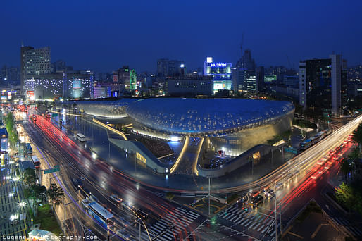 The Zaha Hadid Architects-designed Dongdaemun Design Plaza 'spaceship' hosts one of the biennale's flagship exhibitions. Photo: Eugene Lim/Flickr
