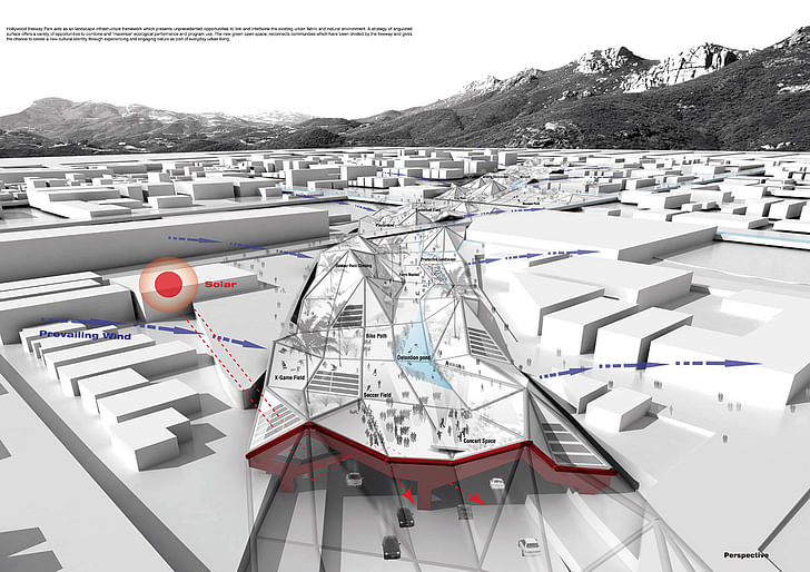 USC Graduate Design Studio – Hollywood Freeway Central Park, Los Angeles, CA; Graphics courtesy of Student Meng Yang