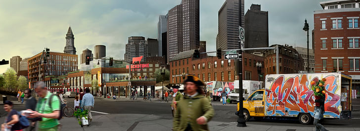 A competition proposal for Parcel 9 on the Greenway in Boston’s Market District. Image courtesy Elizabeth Christoforetti.