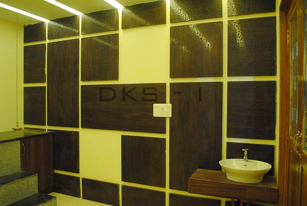 Pooja Feature wall in wood finish