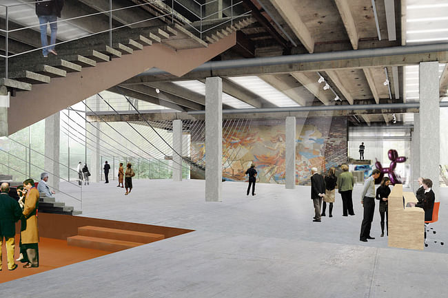 Garage Museum in Gorky Park, rendering of main hall. (Image © Garage Center for Contemporary Culture, Moscow. Image courtesy of OMA.)