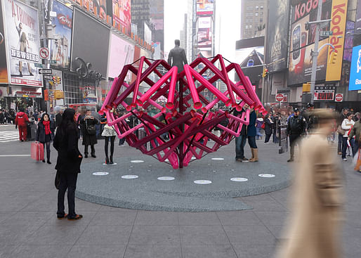 Young Projects - 'Match Maker'. Winner of the 2014 Times Square Heart Design. Image courtesy of 2014 Times Square Heart Design competition 