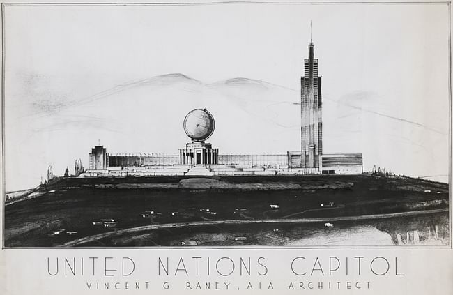 United Nations complex, designed by Vincent G. Raney's (1945). Courtesy of Architizer. 