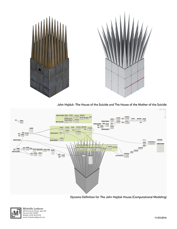 Computational model of The House of the Suicide and The House of the Mother of the Suicide by John Hejduk