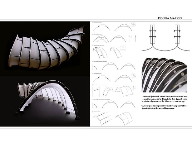 Fabric Pavilion - model photographs, assembly diagrams