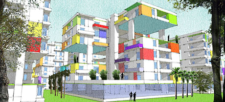 A vertical housing for a builder