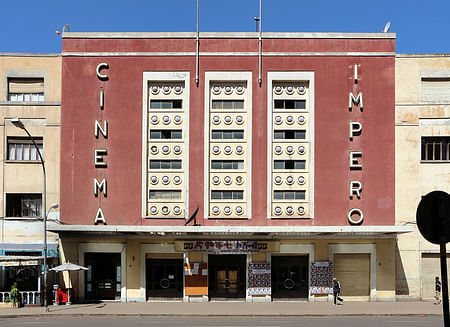 Mario Messina's Cinema Impero building in Asmara, Eritrea. Image via WikimediaCommons.
