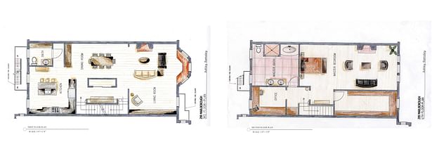 Hand rendered floor plans 