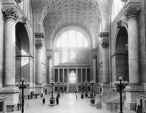 The main waiting room at the original Penn Station, designed by McKim Mead & White. Image via Wikipedia.