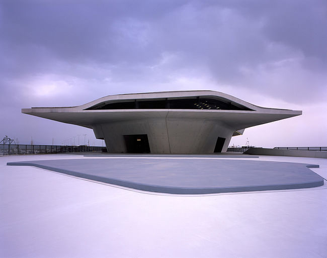 The exterior of the terminal. Image credit- Helene Binet : courtesy of Zaha Hadid Architects