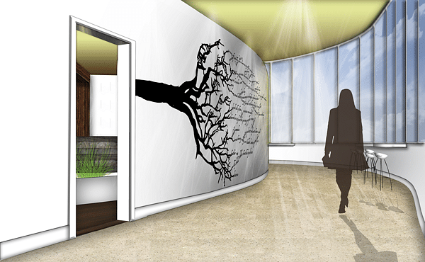 Rooted Restaurant and Tea Room Hallway View: Google SketchUp, Adobe Photoshop