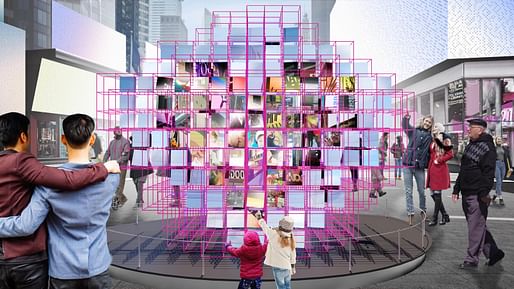 2020 Times Square Valentine Heart Competition winner: “Heart Squared” by MODU with Eric Forman Studio. Credit: MODU with Eric Forman Studio.