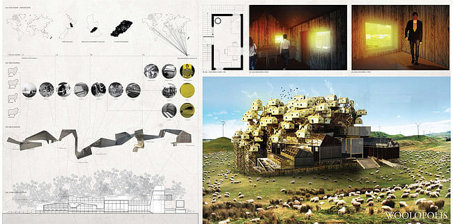 competition-winning proposal 'Woolopolis' by Hannes Frykholm and Henry Stephens (Sweden:New Zealand)