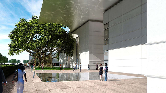 Norton Museum of Art Heyman Plaza, northern view, designed by Foster + Partners. (Image courtesy of Foster + Partners)